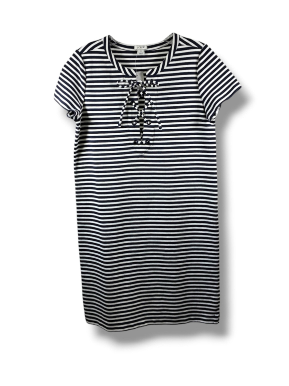 J.Crew NWT Striped Lace-Up Striped Mini Dress in Navy White Size XS